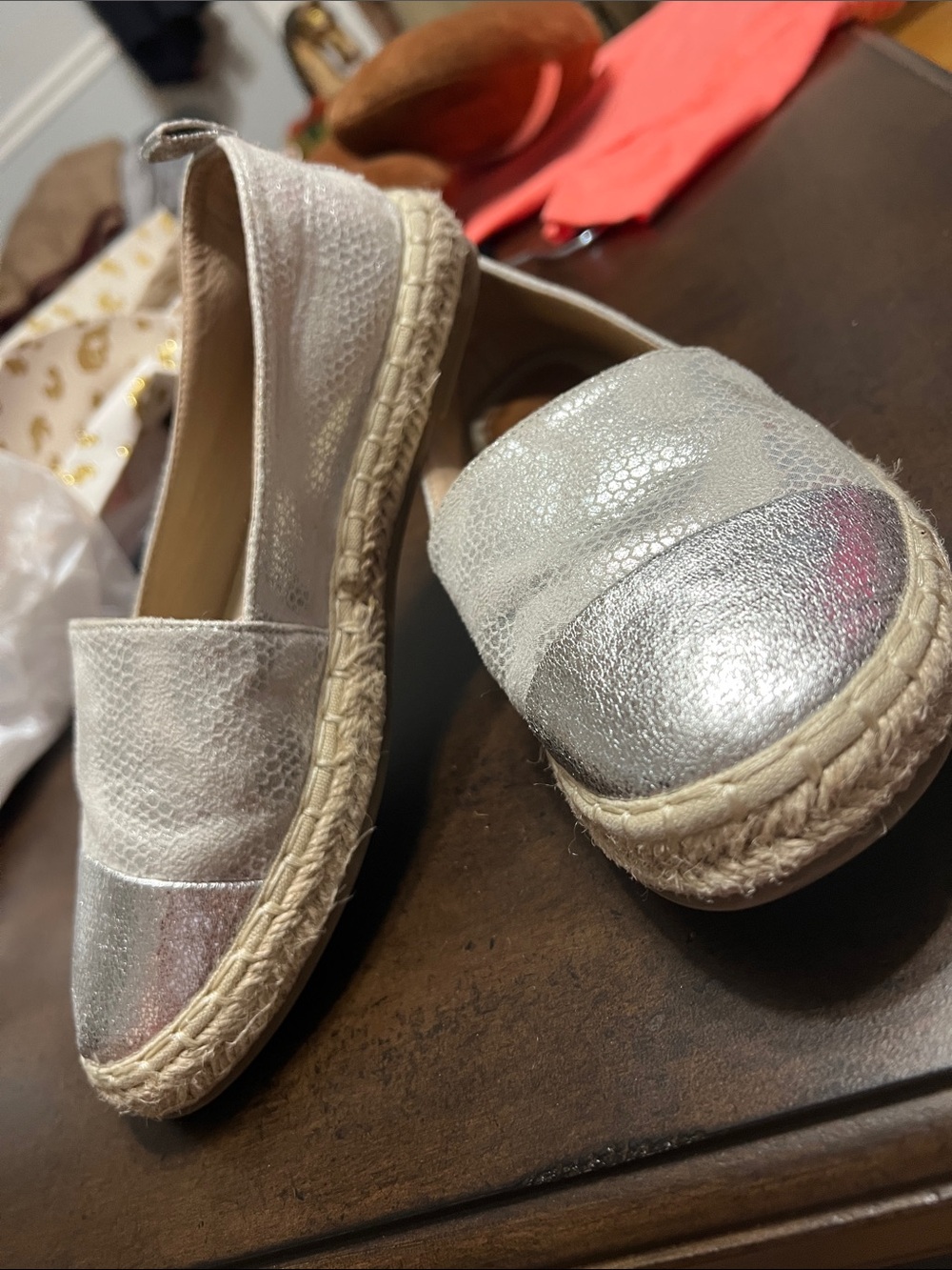 Women’s Silver Espadrille Slip-Ons size 36